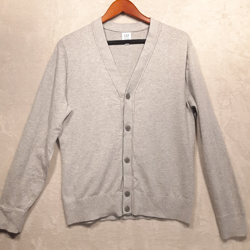 Gap Mens Cardigan Button Down Sweater Sz.Med./Gray Heather/Gap for Good